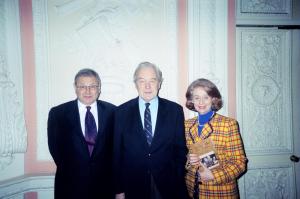 Book launch at Dartmouth House: author with Sir Martin Gilbert and Valerie Mitchell, Director-General of the English-Speaking Union