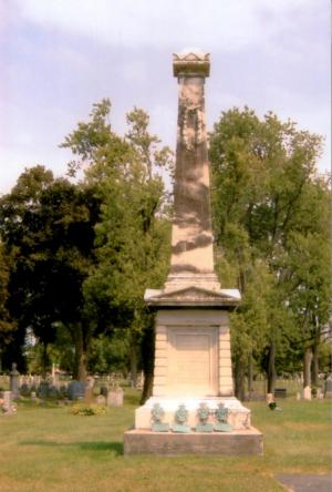 A marker at Forest Lawn Cemetery in Buffalo, NY where the remains of Joseph Willcocks and the Canadian Volunteers were reburied 