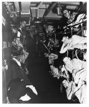 Evacuees on escort carrier